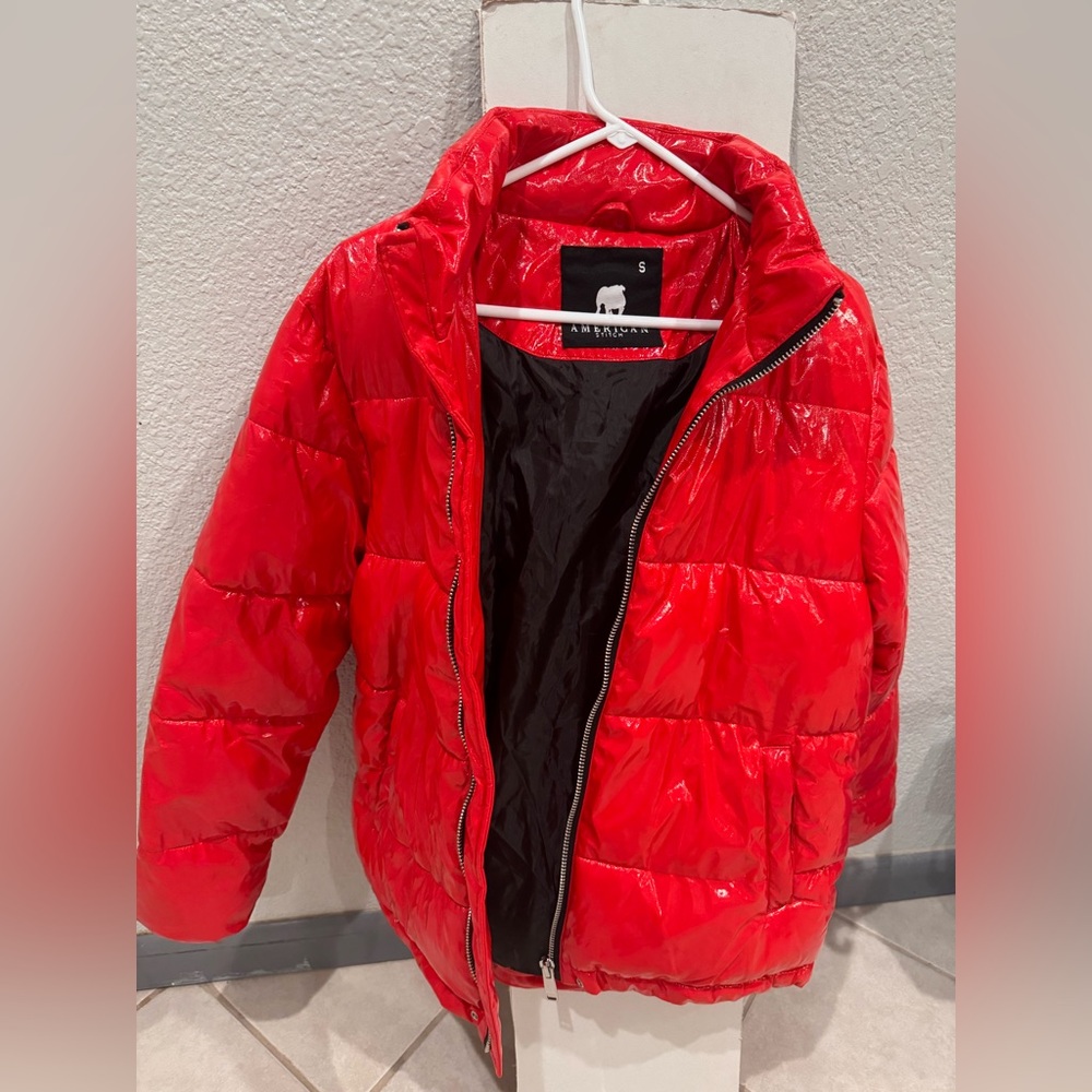 American Stich Red Puffer Jacket